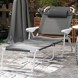 OutSunny Folding Sun Lounger with 4-Level Backrest and Headrest 98 x 66 x 160 cm