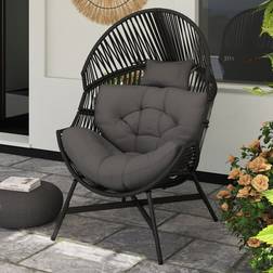 OutSunny Charcoal Grey Rattan Garden Egg Chair 141 x 97 x 95 cm