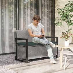 OutSunny Rattan with Storage 151.5L One Size - Grey Garden Bench