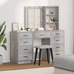 vidaXL 3-delat Sminkbordsset Med LED Sminkbord