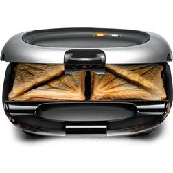Rommelsbacher Sandwich Maker ST 1000 – för 2 amerikanska XL smörgåsar, non-stick beläggning, Xylan Plus, överflödesskydd, allroundtätning, hög separationsstång, platsbesparande förvaring