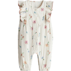 H&M Frilled Muslin Romper Suit - Beige