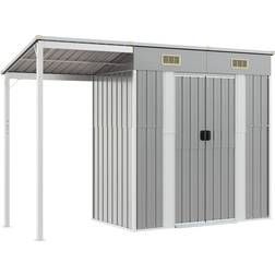vidaXL Gartenhaus mit Schleppdach Hellgrau 277 x 110,5 x 181 cm