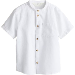 H&M Linen Blend Grandad Shirt - White (1217934002)