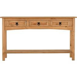 SECONIQUE Corona Distressed Waxed Pine Console Table 35x126cm