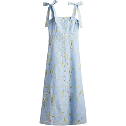 H&M Tie-Strap Cotton Dress - Light Blue/Floral