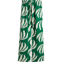 H&M Drawstring Twill Trousers - Green/Palm Trees