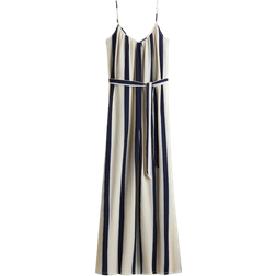 H&M Tie Belt Jumpsuit - Cream/Striped