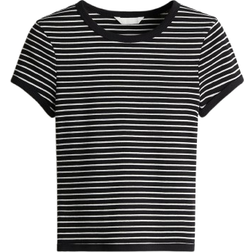 H&M Fitted T-shirt - Black/Striped
