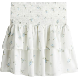 H&M Smocked Skirt - White/Floral (1281924002)