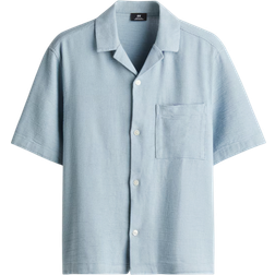 H&M Regular Fit Textured Resort Shirt - Light Blue