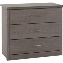 SECONIQUE Lisbon Black Wood Grain Chest of Drawer 80.5x72cm