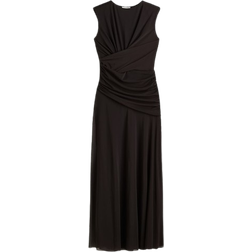 H&M Draped Mesh Dress - Dark Brown