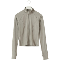 Gina Tricot Soft Touch Zip Up Jacket - Elephant Skin