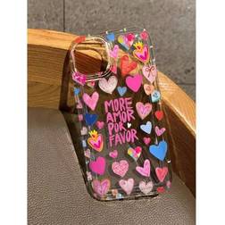 Shein Different Heart Print Clear Case for iPhone 16