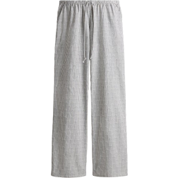 H&M Straight Drawstring Trousers - White/Black Striped