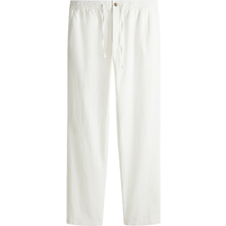 H&M Regular Fit Linen-Blend Trousers - White