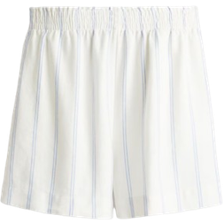 H&M Linen-Blend Shorts - White/Striped