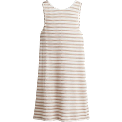 H&M Sleeveless Textured-Knit Dress - Beige/White Striped