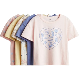 H&M Lyserød 5-Pack Cotton T-shirts - Lyserød