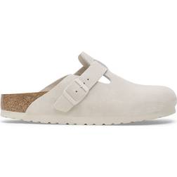 Birkenstock Boston Soft Footbed Suede Leather - Antique White