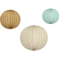 PartyDeco Papir Lanterner 3 Stk Lyseblå Brun Creme Stearinlys