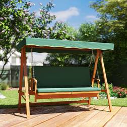 OutSunny 3 Seater Wooden Garden Swing Chair Seat Hammock Bench Lounger Bed