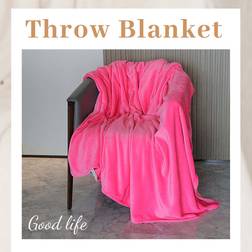Alivio Faux Fur Mink Throw Luxury Super Soft Plain Bed Sofa Settee Throw Blanket - Medium Fuchsia Pink Blankets