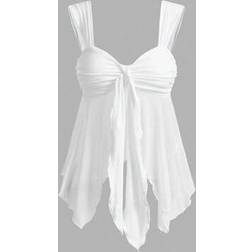 Shein Women Solid Color Simple Asymmetrical Hem Mesh Panel Camisole