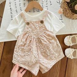 Shein Baby Girl Jacquard Fabric Solid Color Jumpsuit