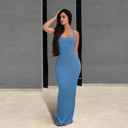 Shein Zolique Ladies Plain And Simple Cross Strap Daily Wear Dress Maxi - Women