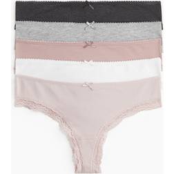 H&M Brazil Slips 5er-Pack - Puderrosa/Dunkelgraumeliert