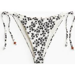 H&M Tie-Tanga Bikinihose - Weiß/Geblümt