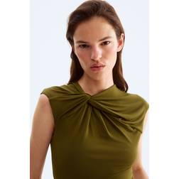 H&M Twist-Detail Thong Body - Mørk Kakigrøn