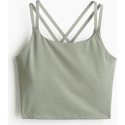 H&M Kurzes Sporttop aus DryMove - Khakigrün