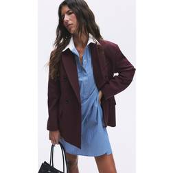 H&M Blusenkleid Aus Baumwolltwill - Blau/Gestreift