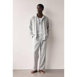 H&M Flanellpyjama - Hellgrau/Kariert