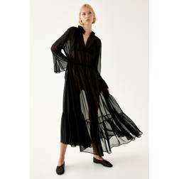 H&M Damen Transparentes Maxikleid - Schwarz