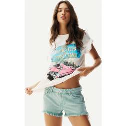 H&M Denimshorts Mit Fransenkanten Ausgewaschenes - Grün