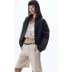 H&M Knielange Shorts aus Leinenmix - Hellbeige