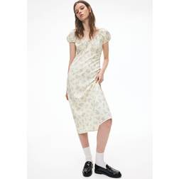 H&M Maxikleid Mit Bindebändern - Cremefarben/Geblümt