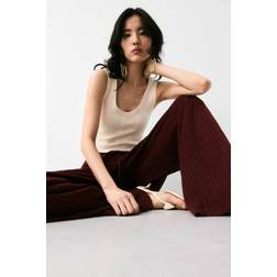 H&M Hose In Strukturstrick - Weinrot