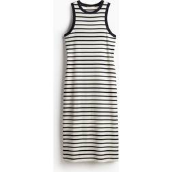 H&M Geripptes Midikleid - Weiß/Blau Gestreift