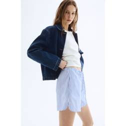 H&M Baumwollshorts Mit Kordelzug - Blau/Gestreift