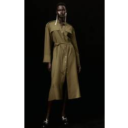 H&M Kleid Mit Bindegürtel Dunkles - Khakigrün