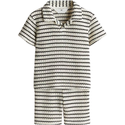 H&M Textured Knit Set 2-Piece - White/Grey Striped (1287835001)