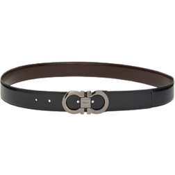 Ferragamo Reversible and Adjustable Gancini Belt - Black/Auburn