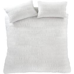 Catherine Lansfield Seersucker Duvet Cover White (220x260cm)