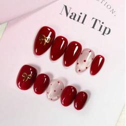 Shein Handmade Short Press On Nails - Cherry Red