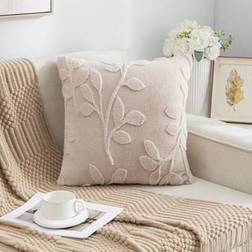 Shein Flannel Embossed Pillow 1pc Cushion Cover Beige
